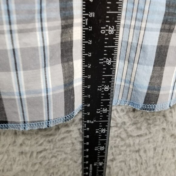Wrangler Shirt Mens XL Blue Plaid Western Pearl Snap Short Sleeve *Read* - Picture 5 of 10